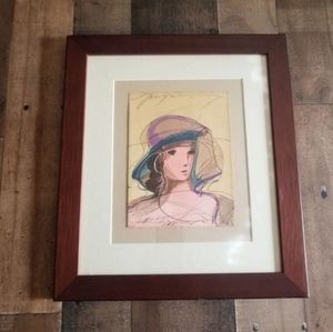 Framed artwork sketch fashion drawing